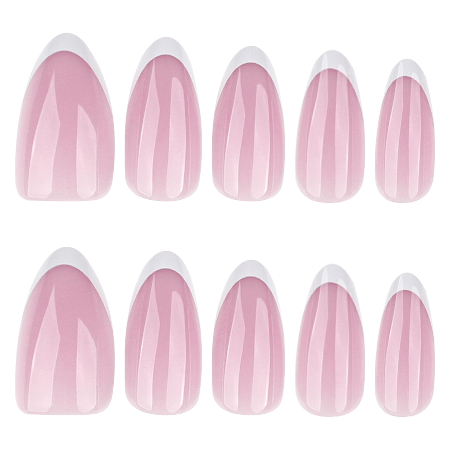 Sweet Blossom Dreamy Long Almond Pink Press-On Nail Set with Elegant White Tips