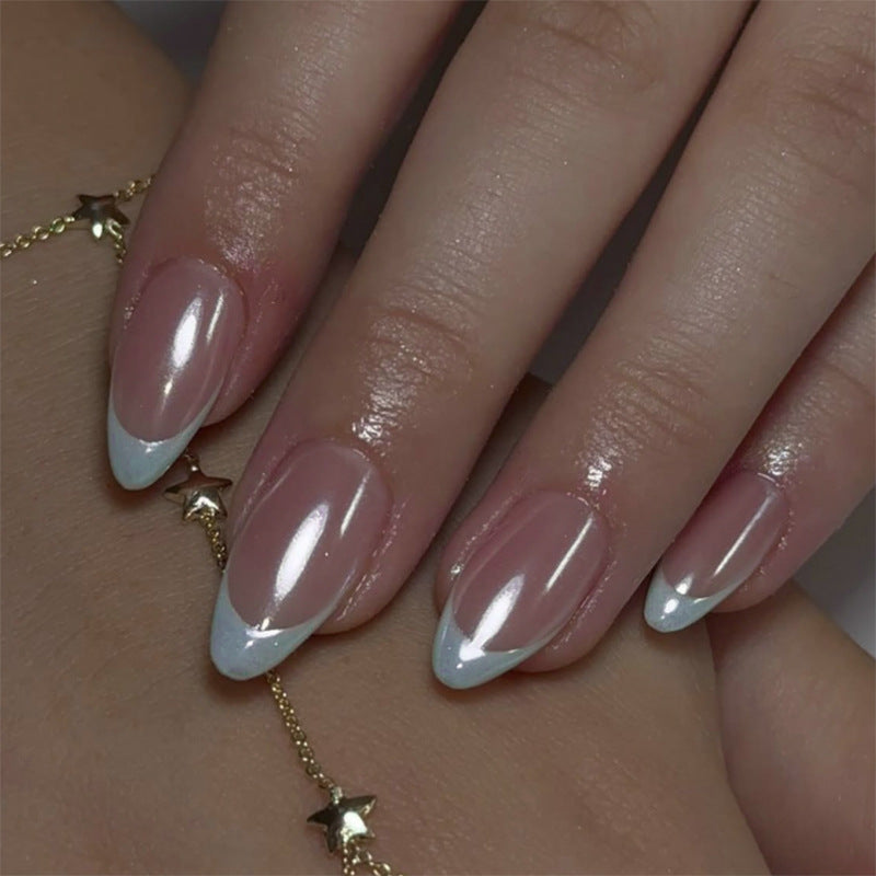 Dreamy Skies Long Almond Blue Tip Press on Nail Set