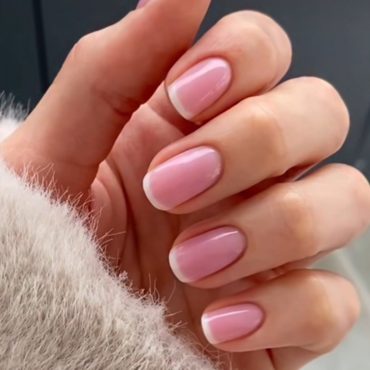 Blush Blossom Short Square Light Pink French Tip Press On Nail Set