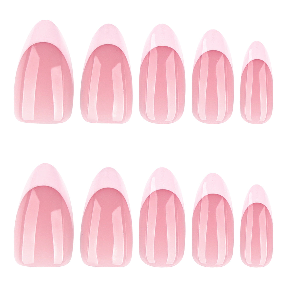 Whimsical Blossom Medium Almond Pink Press On Nail Set with Glossy Finish