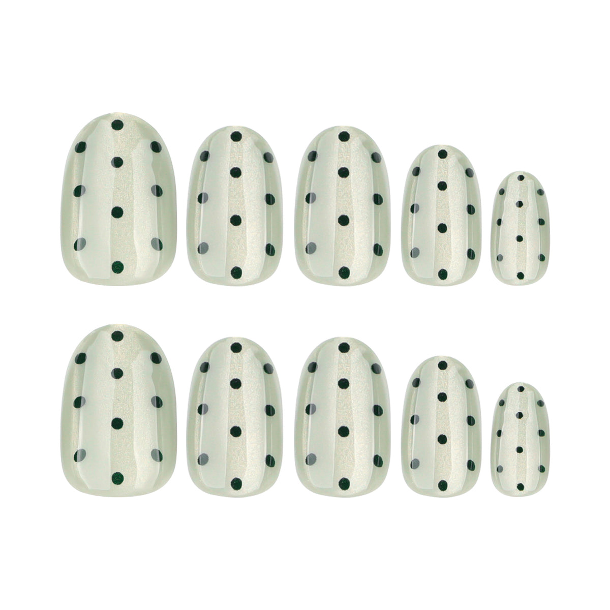 Vintage Charm Short Round Green Polka Dot Press On Nail Set