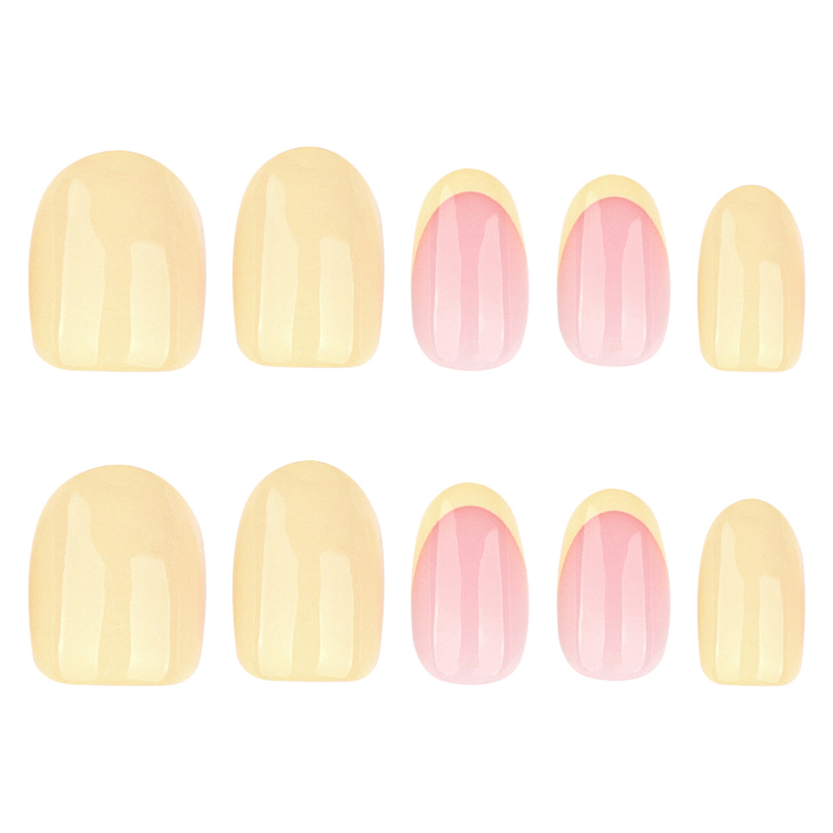 Charming Spring Delight Short Round Yellow with Soft Pink Fade Press On Nail Set
