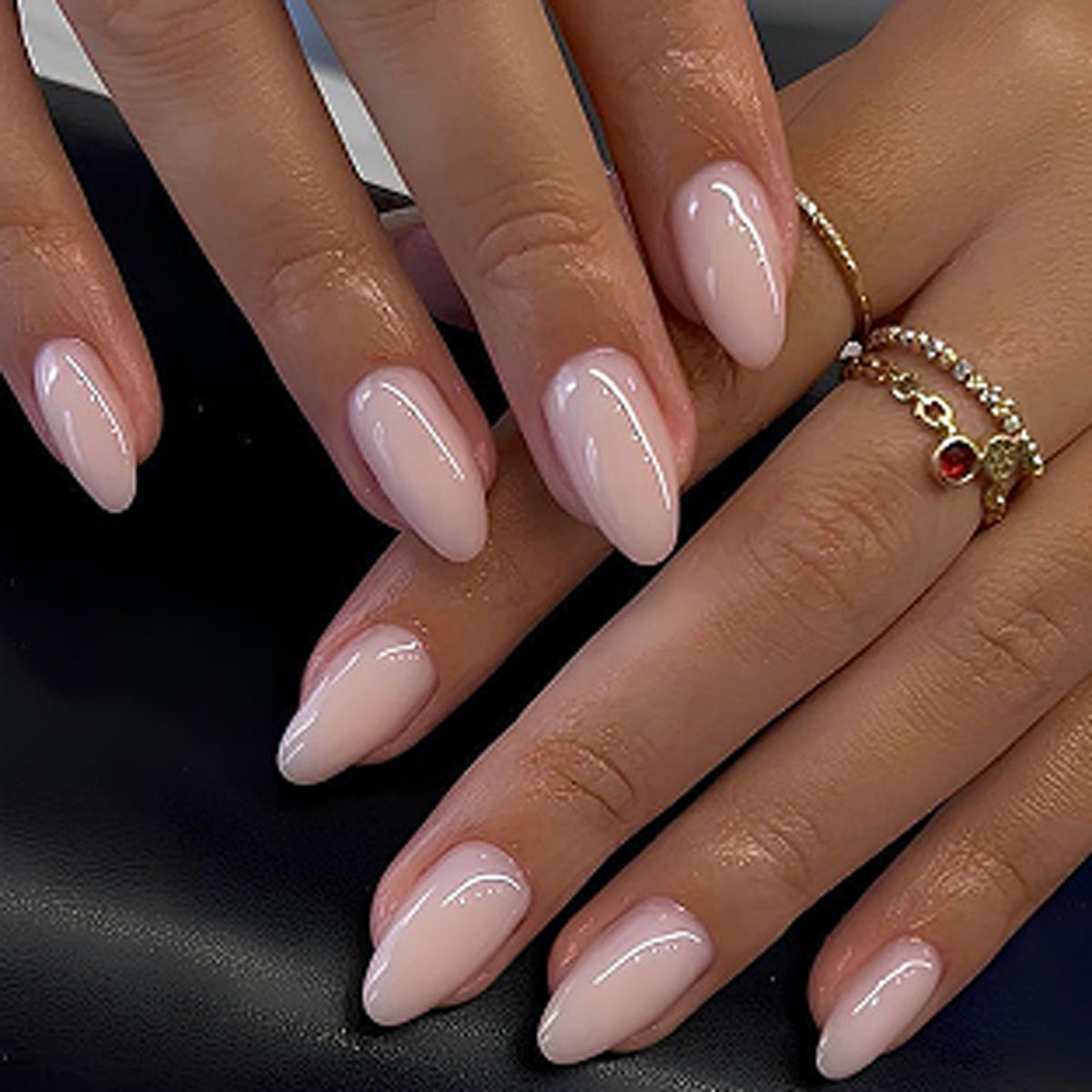 Elegant Dream Medium Almond Blush Pink with Glossy Finish Press on Nail Set