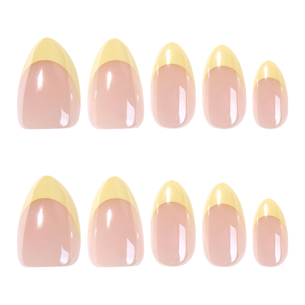 Sunshine Vibes Medium Almond Pink and Yellow French Tip Press On Nail Set