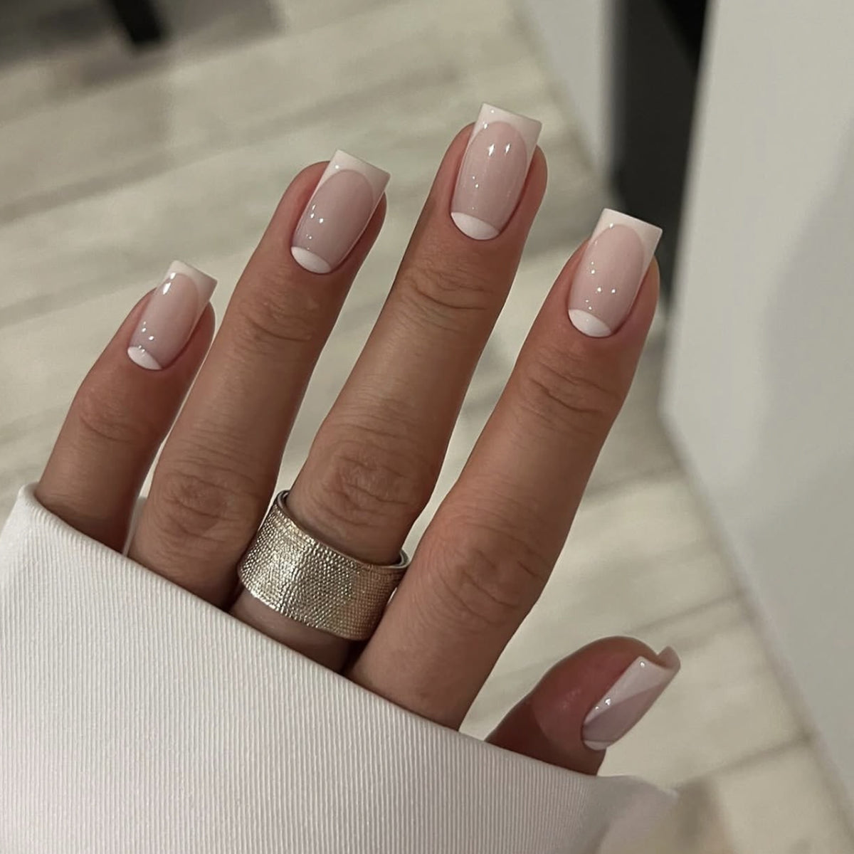 Chic Elegance Medium Square Soft Pink Gradient Press On Nail Set