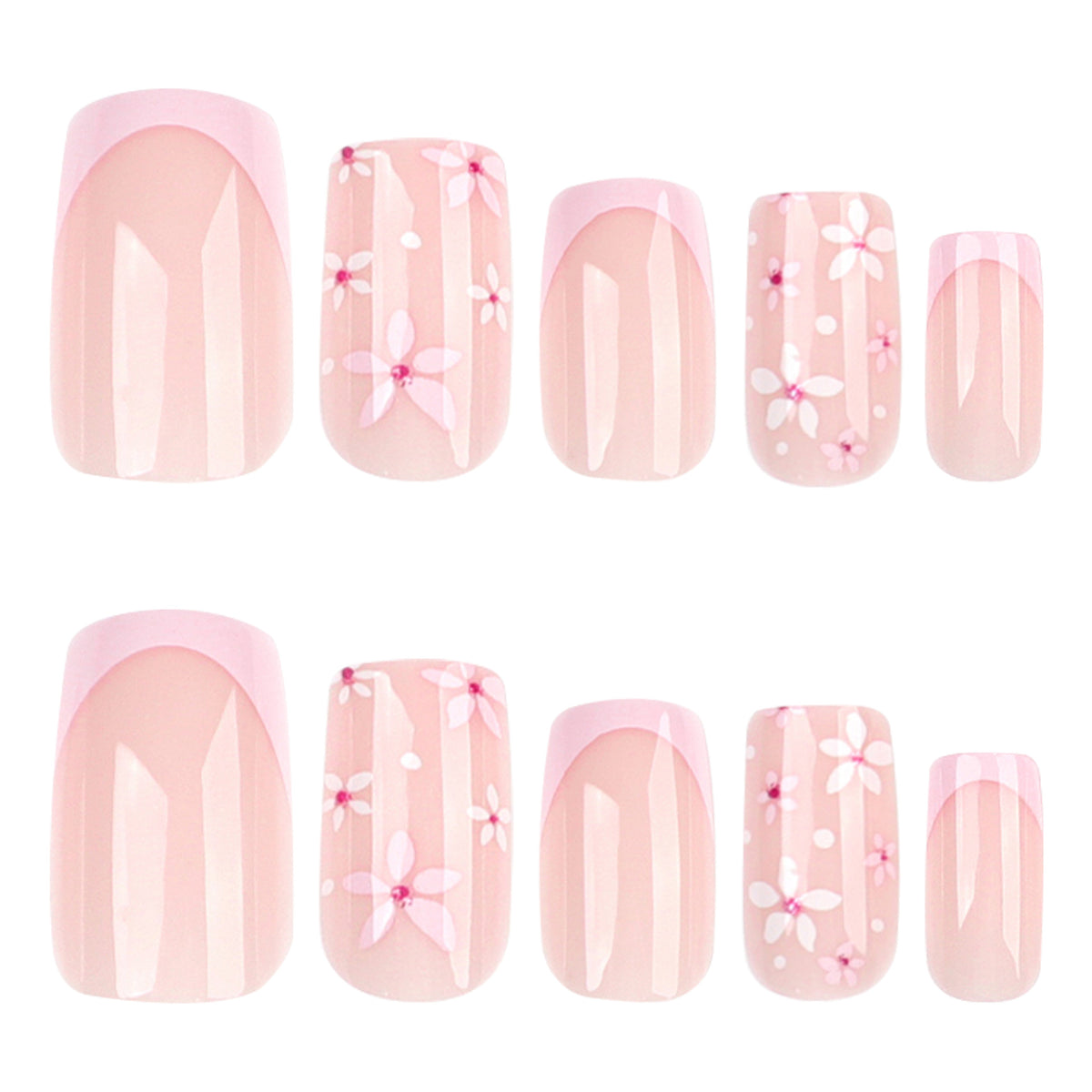 Blossoming Beauty Short Square Pink Floral Press On Nail Set with Glossy Finish