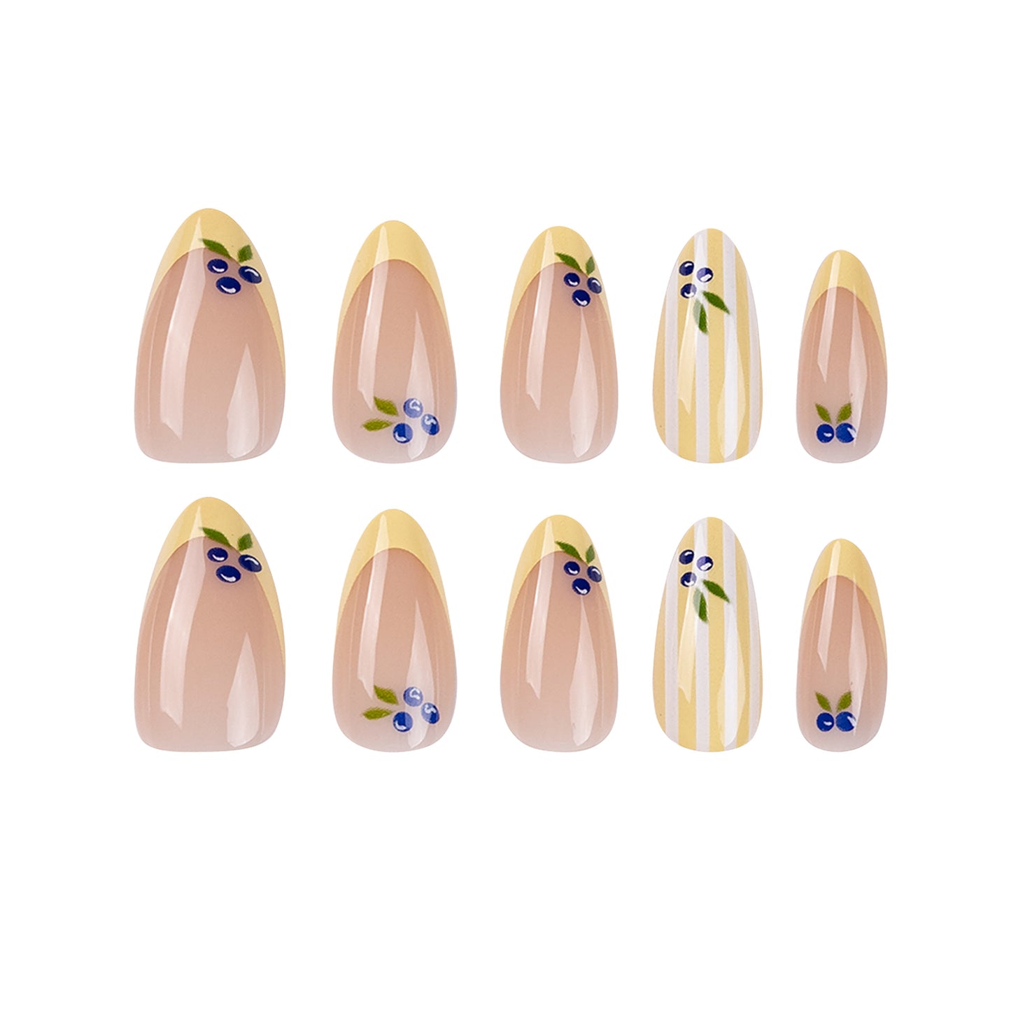Blossom Breeze Medium Almond Beige with Floral Accents Press-On Nail Set