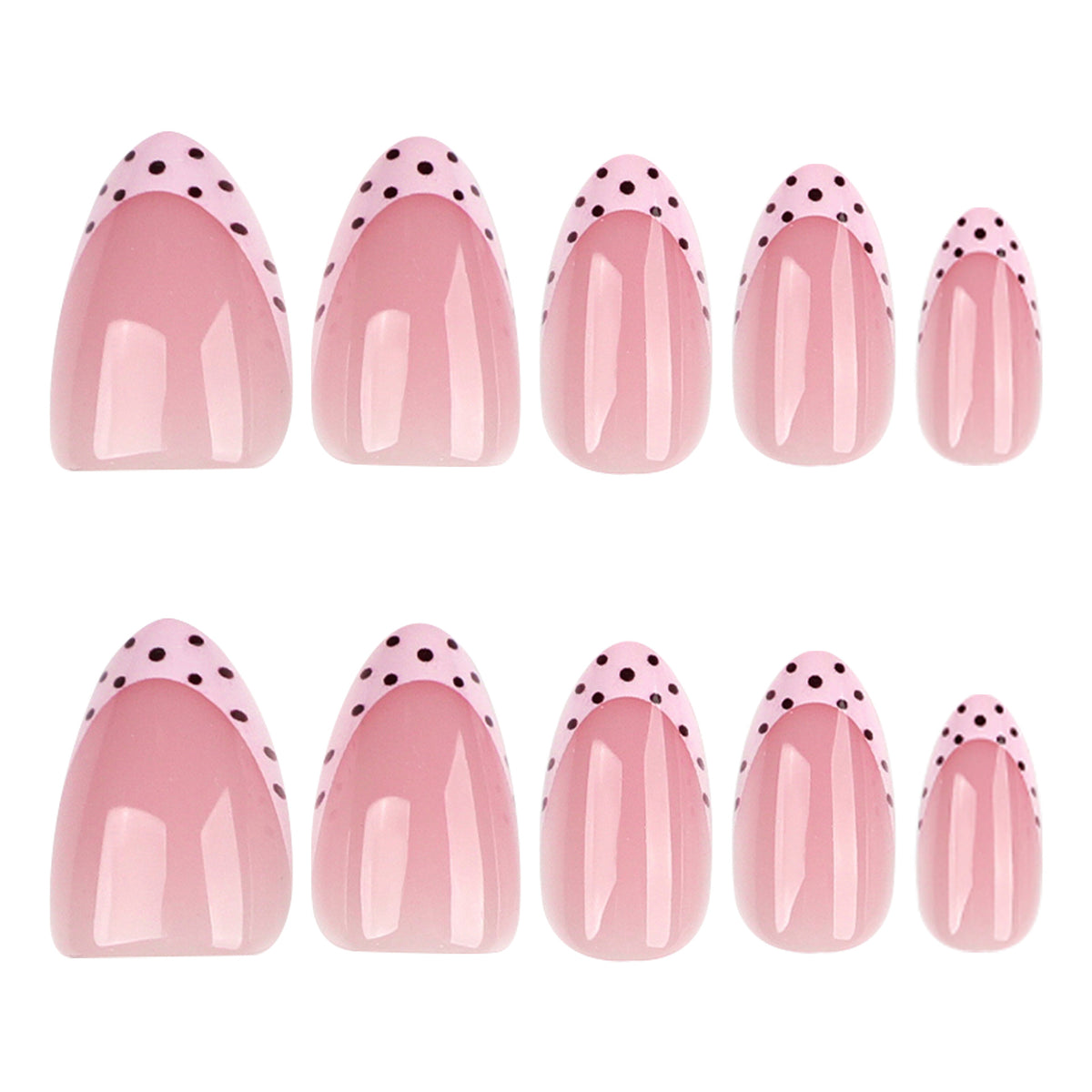 Sweet Pink Charm Medium Almond Nails with Playful Polka Dots
