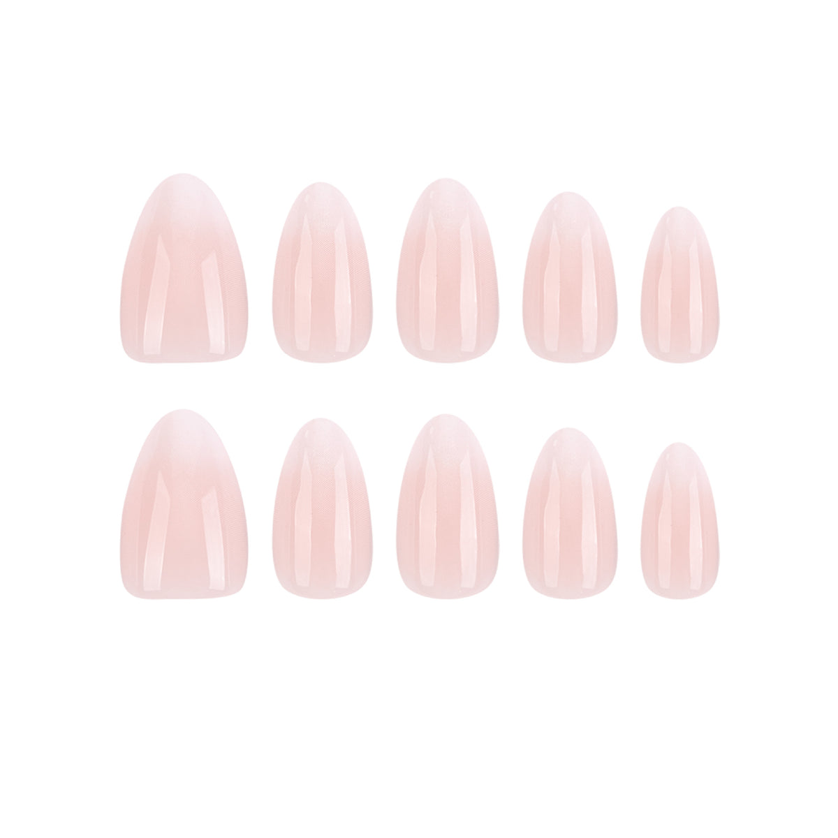 Elegant Rose Fantasy Medium Almond Pastel Pink Press-On Nail Set with Glossy Finish