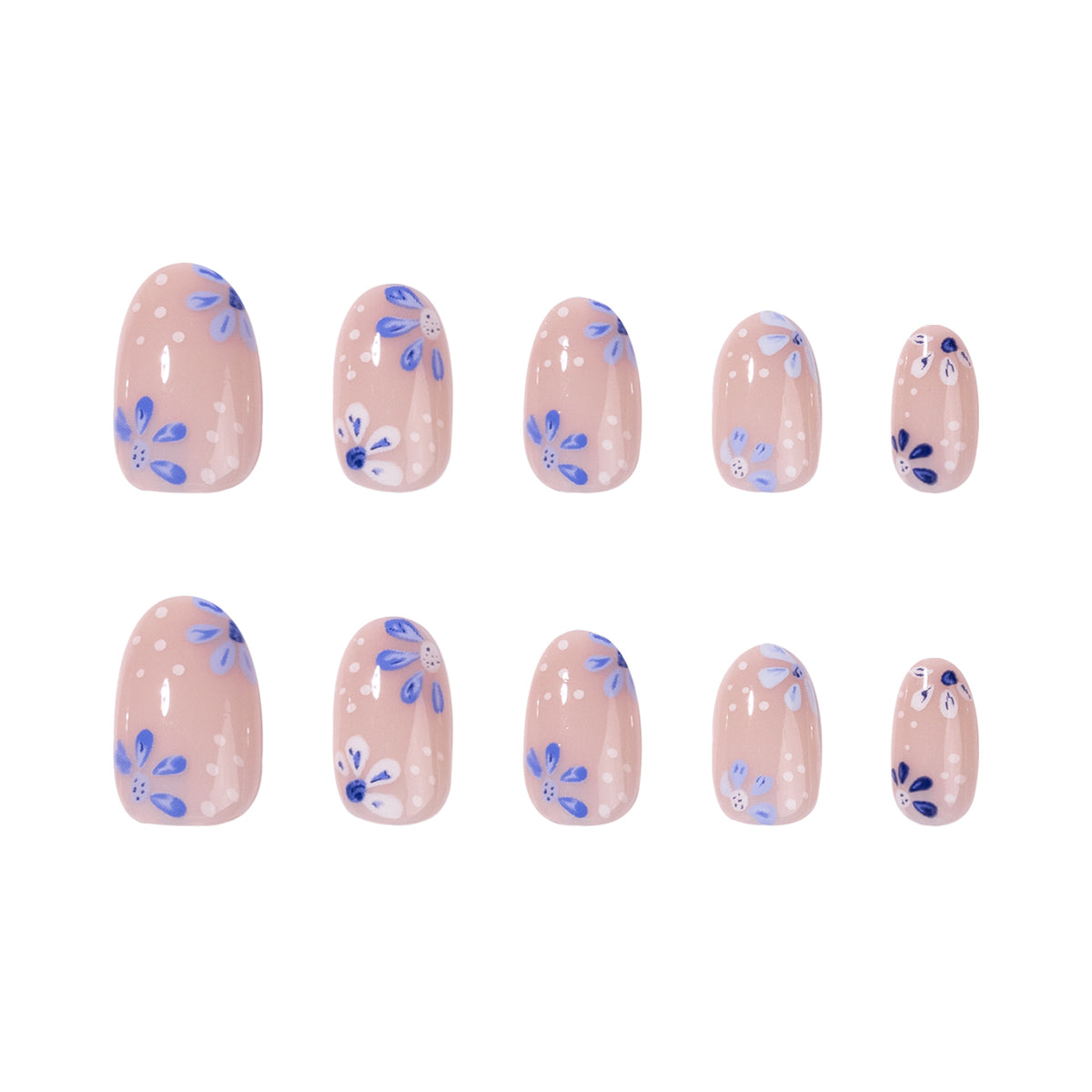 Whimsical Floral Design Short Round Elegant Press-On Nail Set