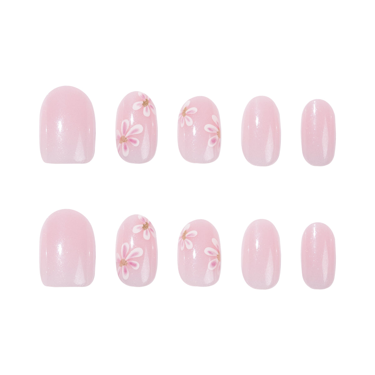 Blossom Dream Short Oval Pink Press On Nail Set with Delicate Floral Accents