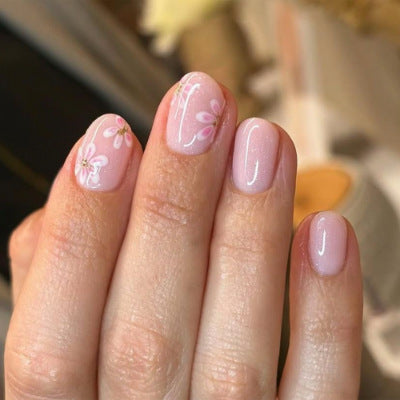 Blossom Dream Short Oval Soft Pink Floral Press On Nail Set