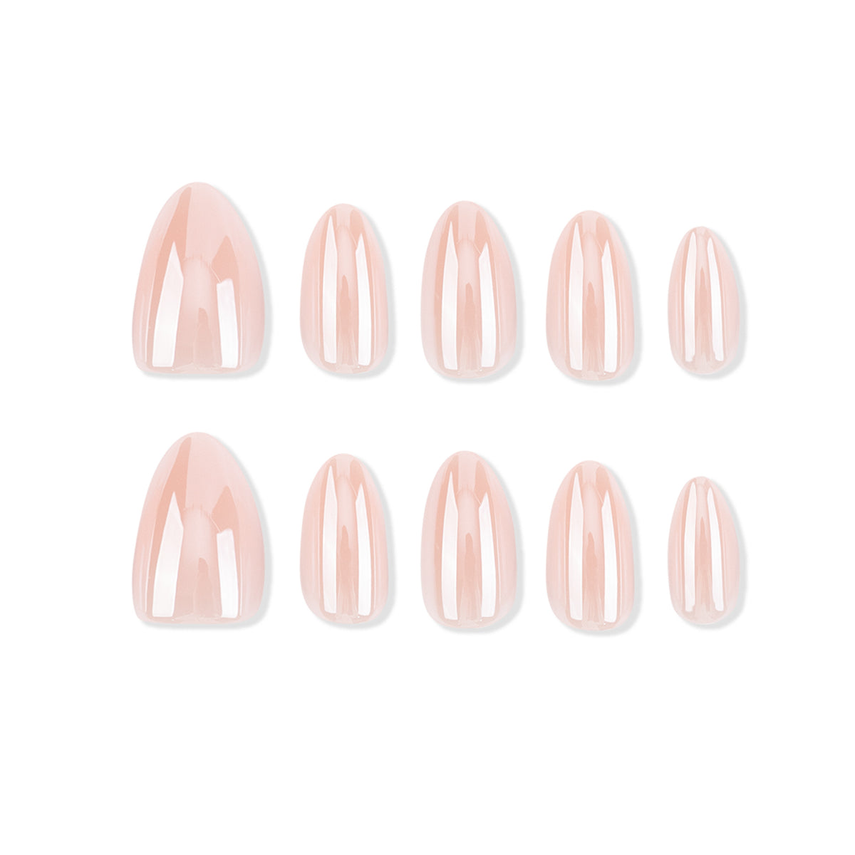 Glistening Elegance Medium Oval Soft Pink Glossy Nail Set