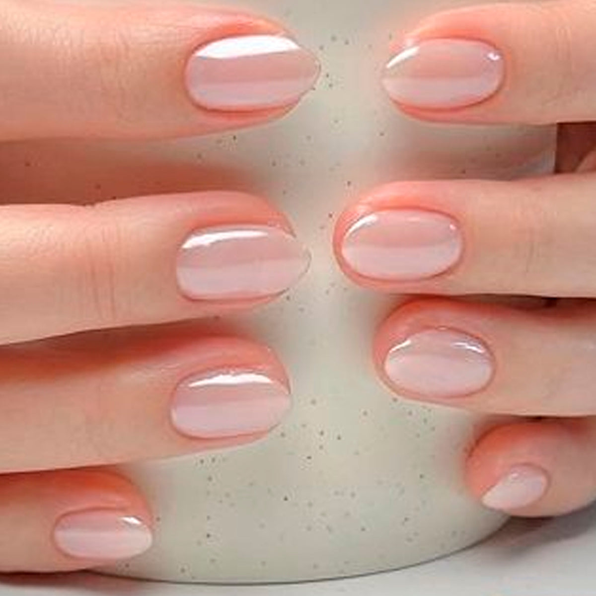 Elegant Serenity Short Oval Blush Finish Press on Nail Set
