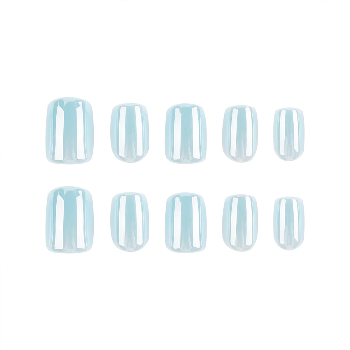 Dreamy Ocean Short Square Sky Blue Glossy Press-On Nail Set