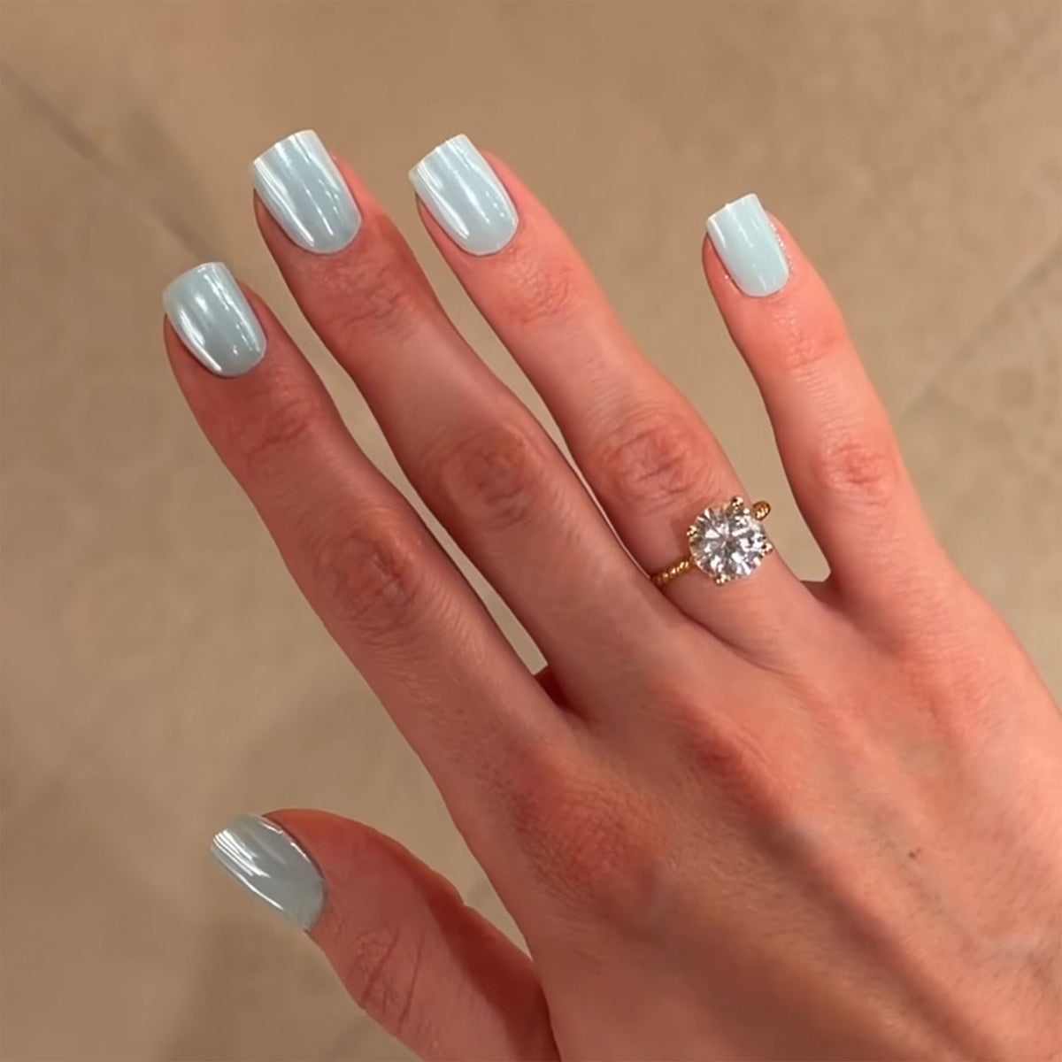 Dreamy Aquatic Short Square Soft Blue Glossy Press on Nail Set