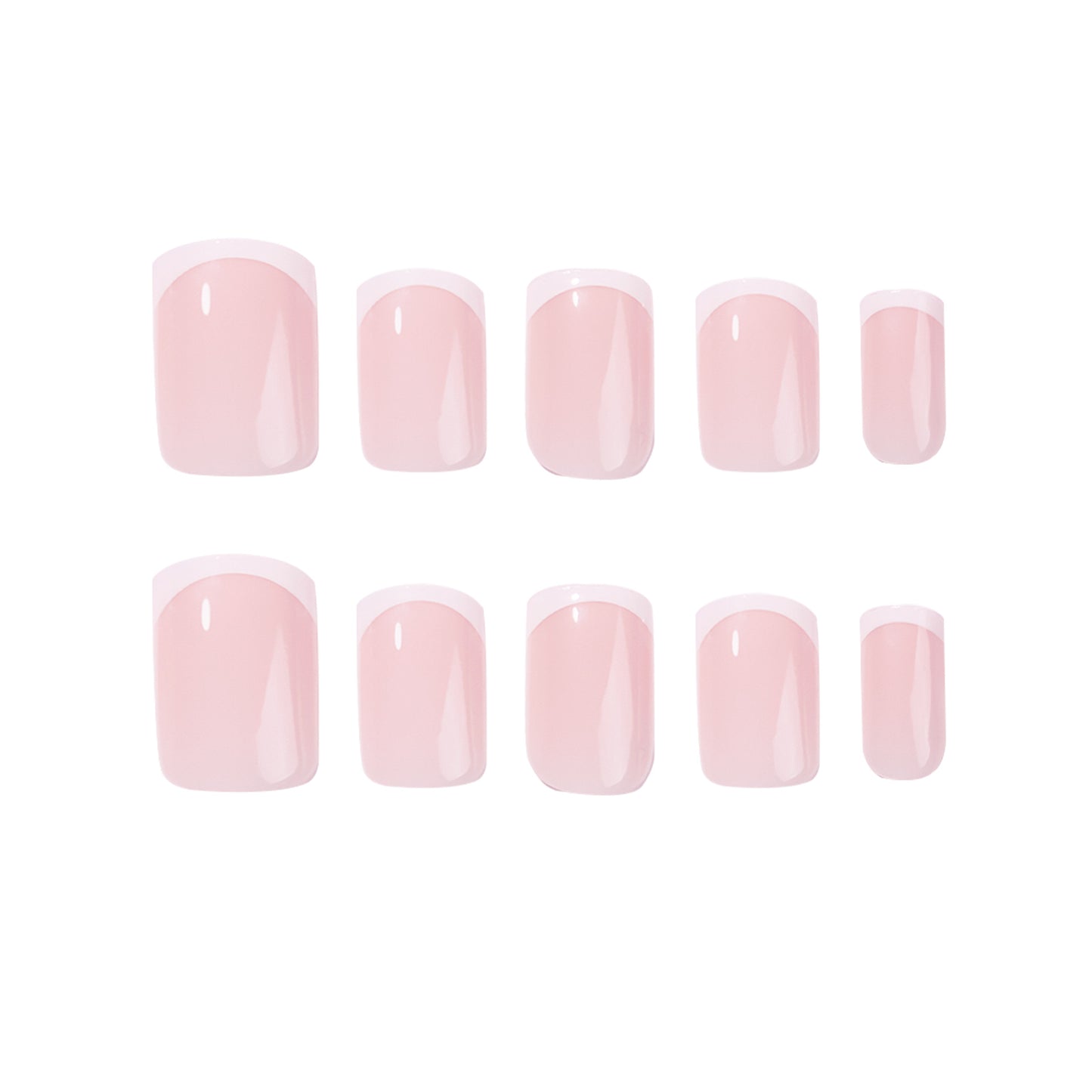 Blush Sunset Short Square Pink Press-On Nail Set with French Tip Design
