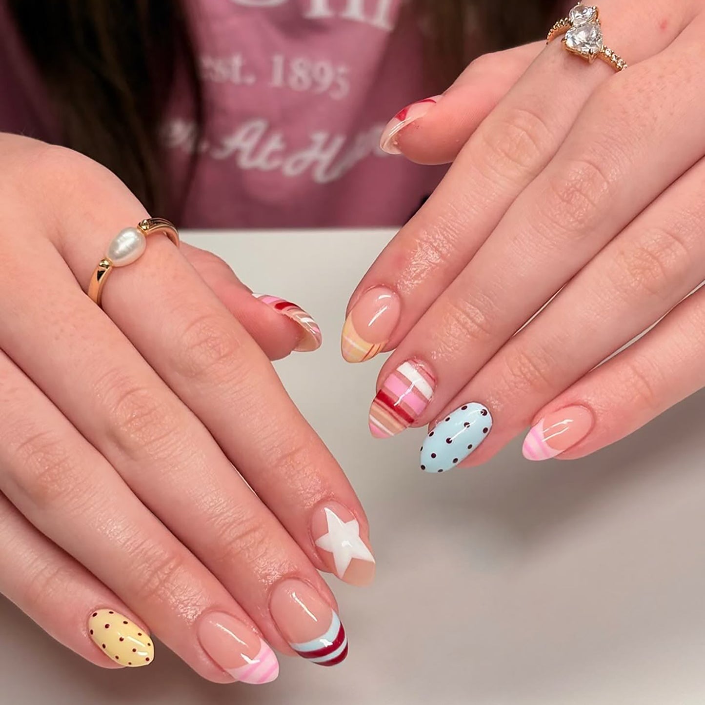 Whimsical Waves Short Round Pastel Ombré Nail Set