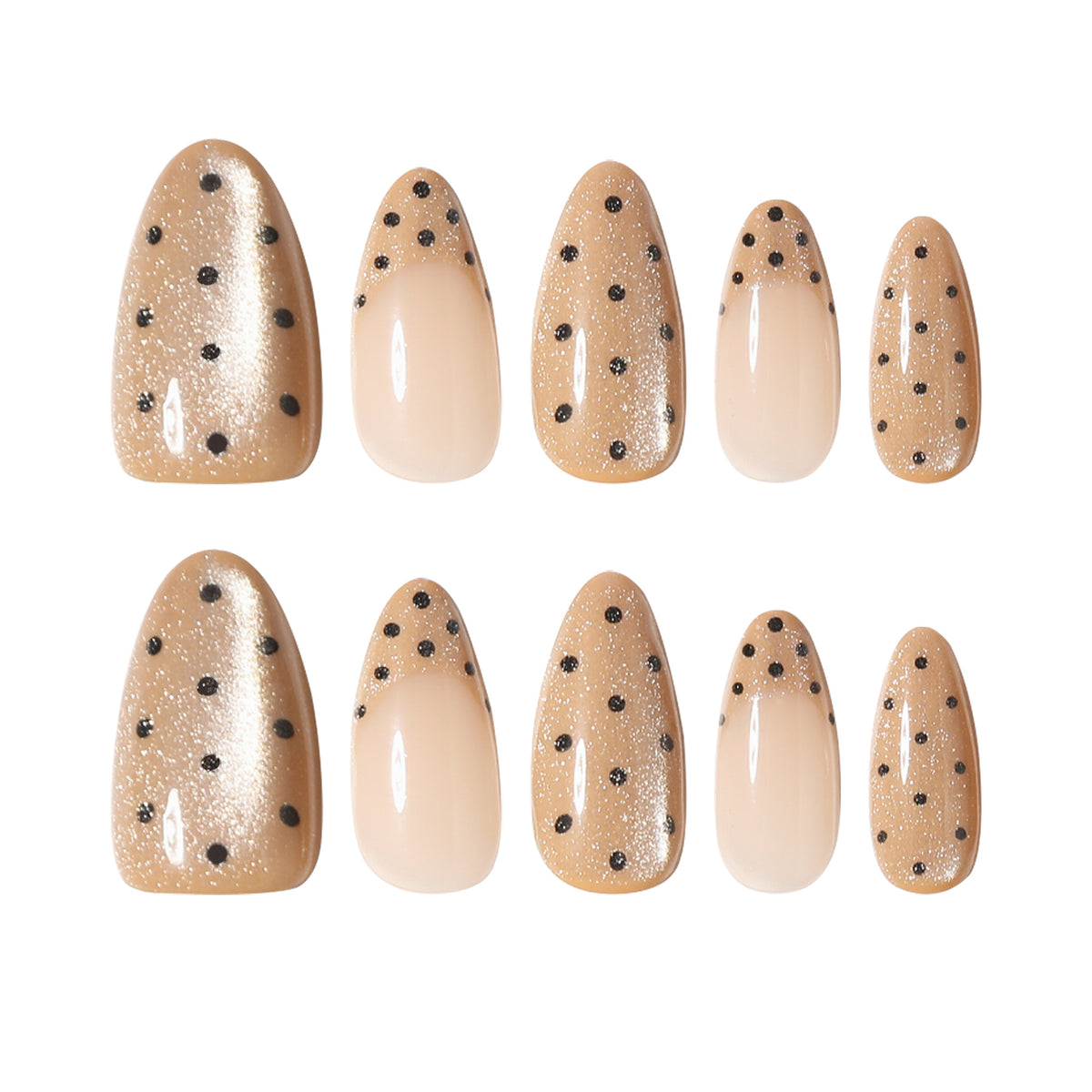 Chic Cookies and Cream Medium Almond Brown Glitter Press On Nail Set
