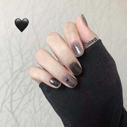 Epic Short Square Silver Glitter Press On Nails