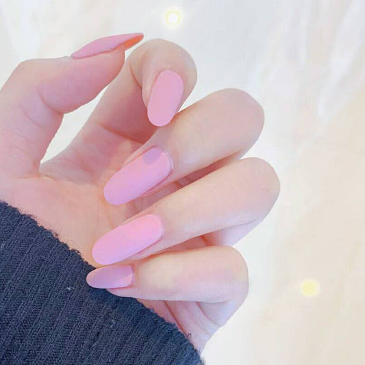 Chic Elegance Long Oval Pink Press On Nail Set with Stunning Glossy Finish