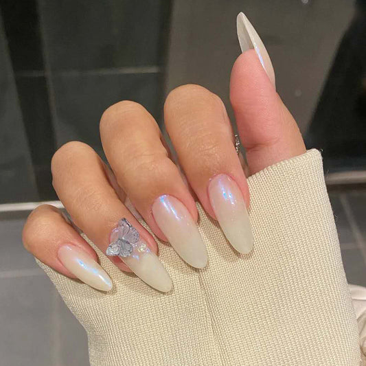 Pearly Whites Long Oval White Everyday Press On Nails