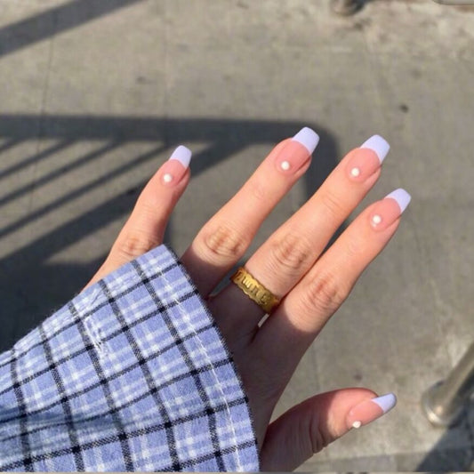 Pearl Perfect Short Square Beige French Tips Press On Nails