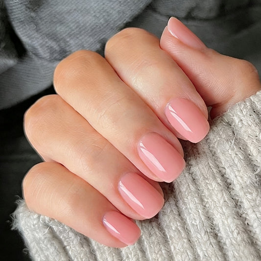 Chic Serenity Short Square Soft Pink Glossy Press-on Nail Set