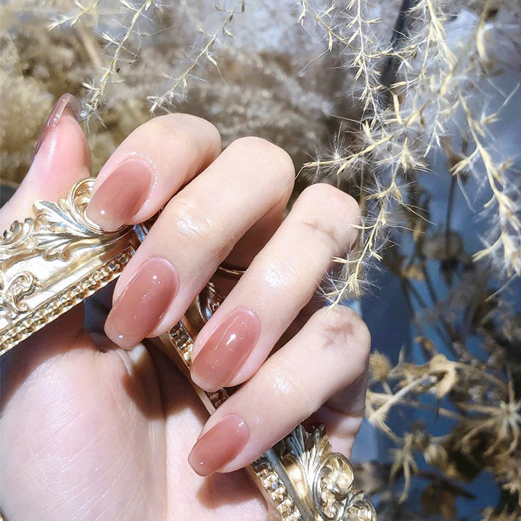 Elegance in Bloom Long Square Peach Press On Nail Set with Subtle Glitter Finish