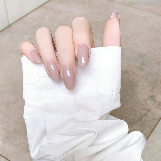 Elegant Charm Long Oval Soft Pink Press On Nail Set with Glossy Finish
