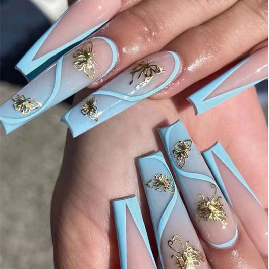 Premium Content Long Coffin Beige Spring Press On Nails
