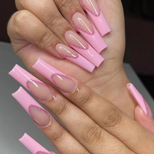 Love You Long Coffin Pink Everyday Press On Nails