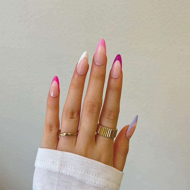 No Boys Allowed Long Almond Beige French Tips Press On Nails