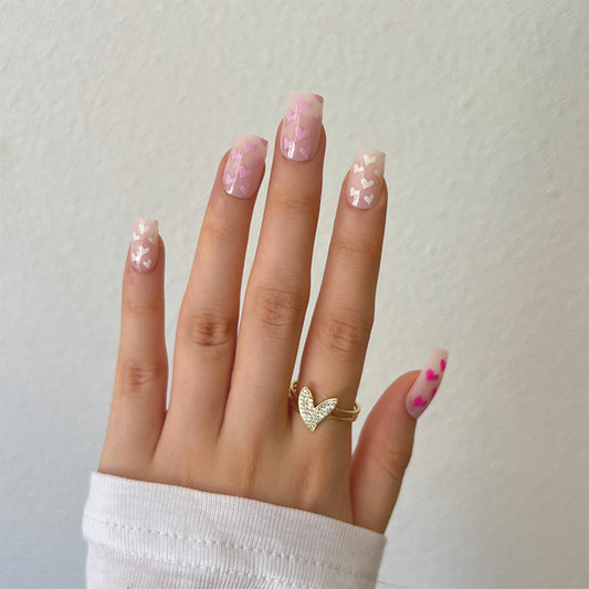 I'm An Artist Short Square Pink Hearts Press On Nails