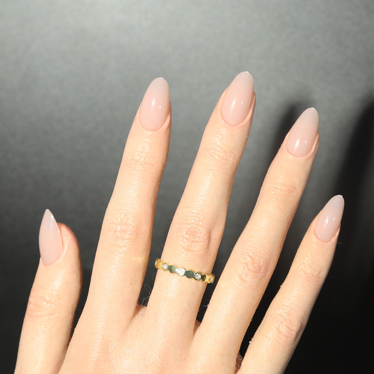Whimsical Elegance Medium Almond Shaped Soft Pink Press On Nail Set with Glossy Finish