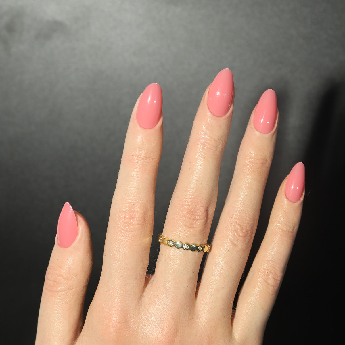 Chic Elegance Medium Almond Pink Press-On Nail Set with Glossy Finish