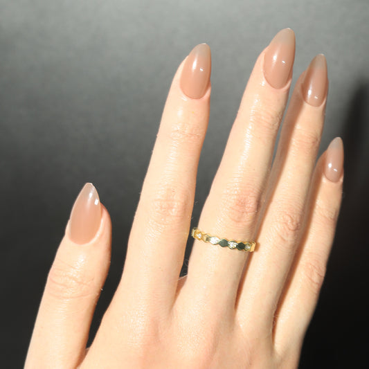 Elegant Earthy Long Almond Shaped Beige Press on Nail Set with Extra Glossy Finish