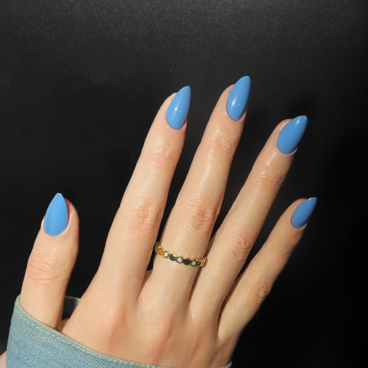 Ethereal Blue Dream Medium Almond Almond Shaped Press On Nail Set with Glossy Finish