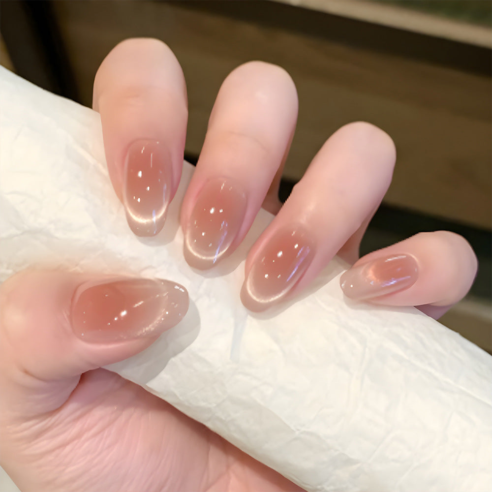 Elegant Enchantment Medium Almond Beige Gradient Press On Nail Set