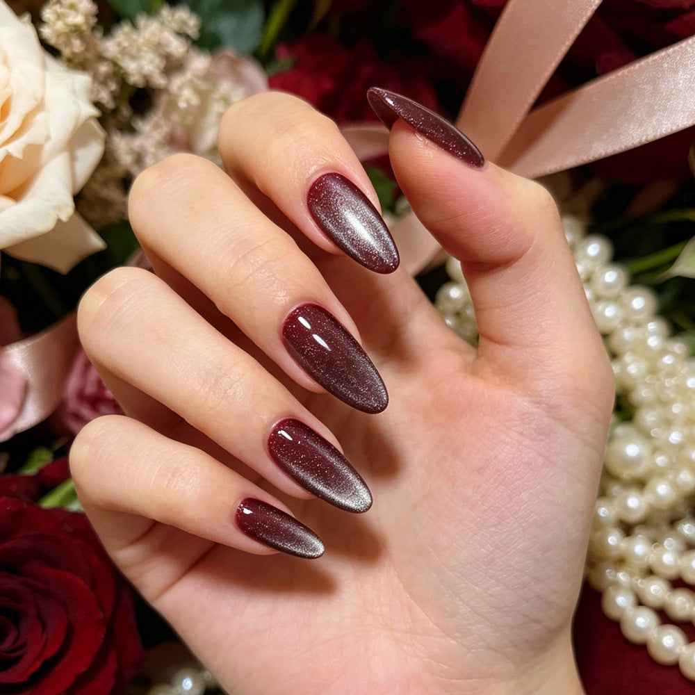 Enchanted Evening Long Almond Burgundy Ombré Press On Nail Set