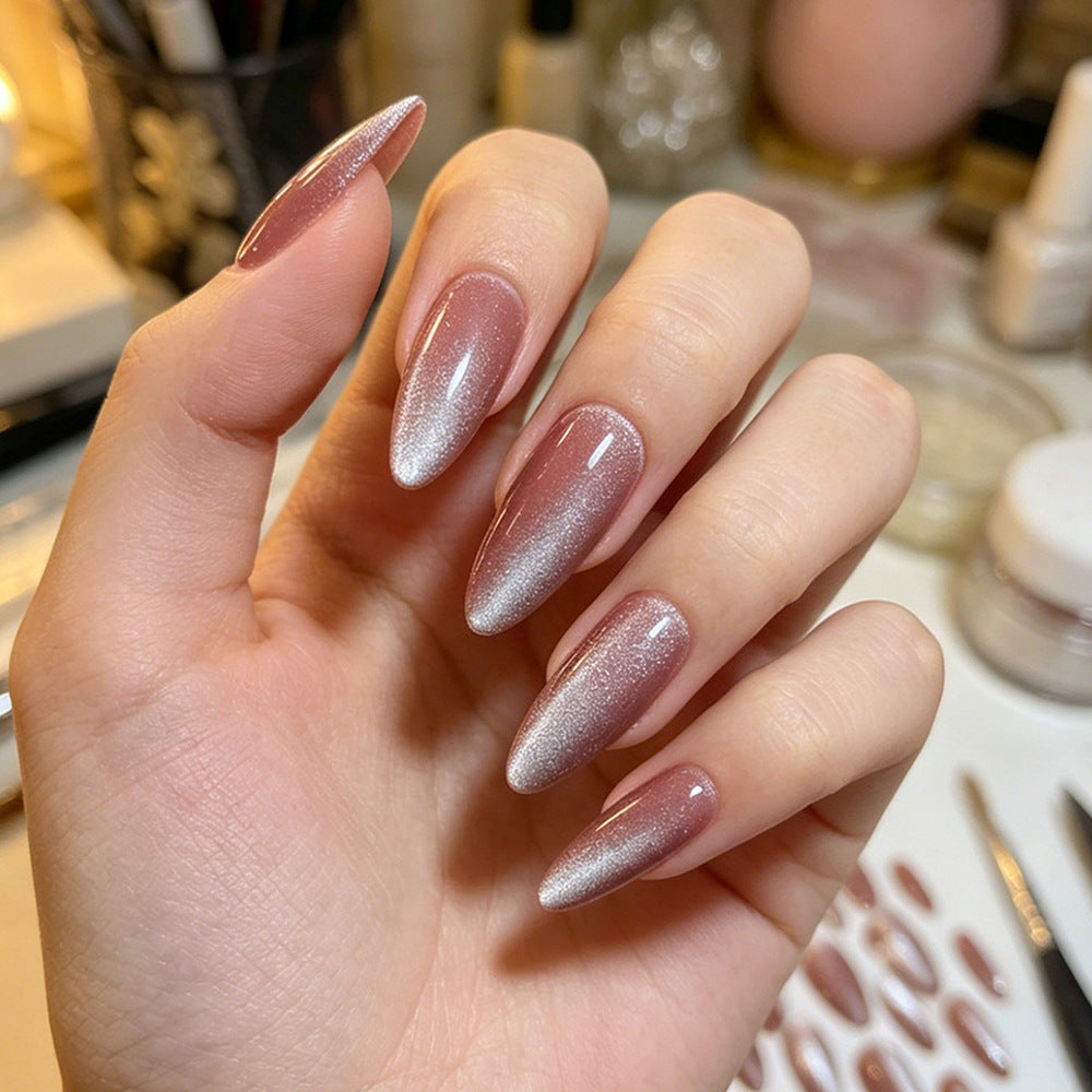 Elegant Glamour Long Almond Pink Ombre Press On Nail Set
