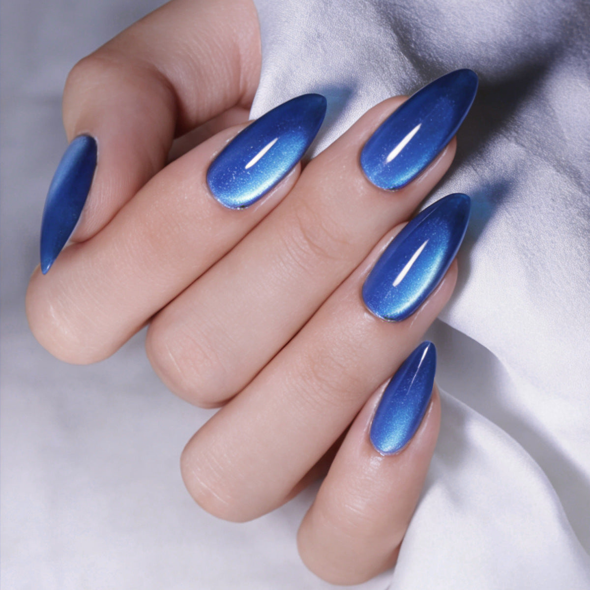 Enchanting Ocean Vibes Short Square Blue Glitter Press On Nail Set