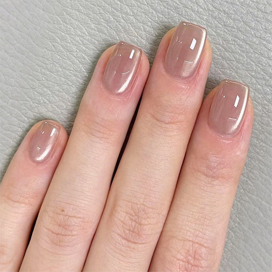 Elegant Serenity Short Square Shaped Blush Pink Press On Nail Set with a Glossy Finish