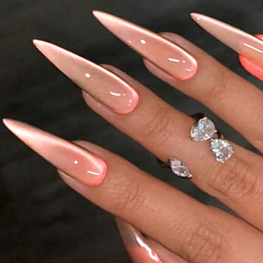 Glamorous Dreamy Long Stiletto Peach Ombre Press On Nail Set