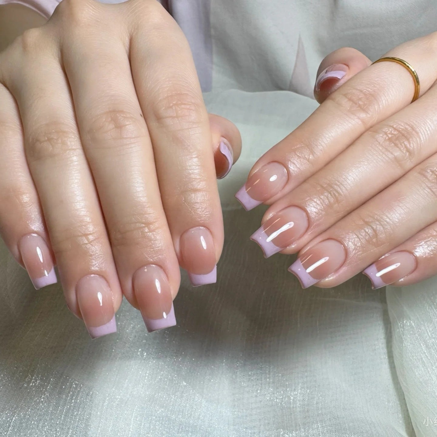 Elegant Lavender Dream Coffin Press On Nails Long Length Glossy Finish with Unique French Tips