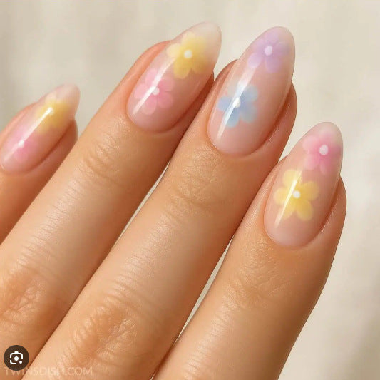 Flower Garden Dreamy Long Almond Pink Ombre Floral Design Press On Nail Set