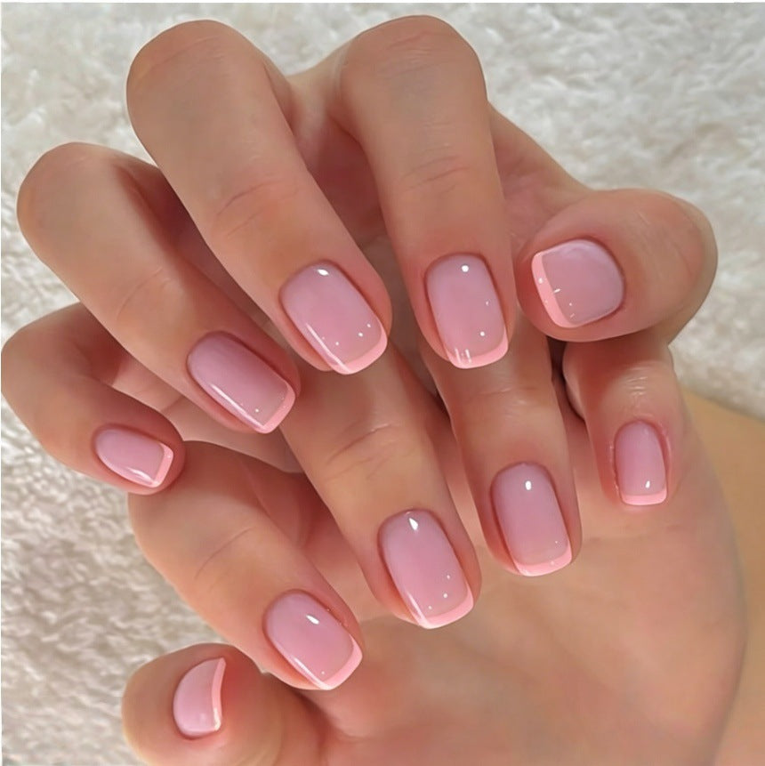Chic Elegance Medium Square Soft Pink Glossy Finish Press On Nail Set
