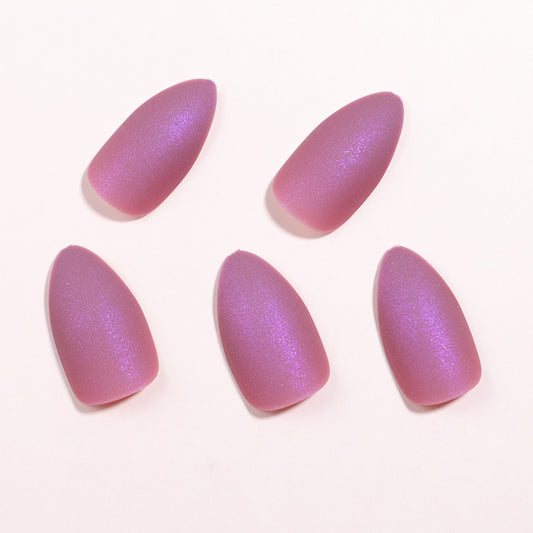 Dreamy Wonderland Short Almond Pink Shimmer Press On Nail Set