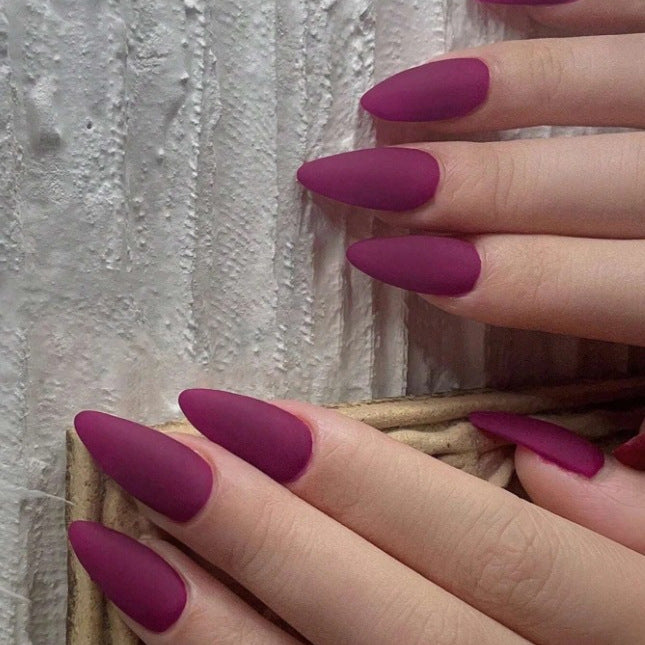 Elegant Plum Dream Medium Almond Matte Purple Press On Nail Set