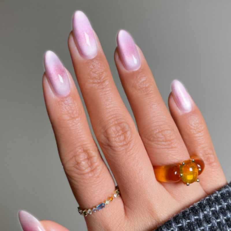 Enchanting Elegance Long Stiletto Ombre Pink Press On Nail Set with Shimmering Finish
